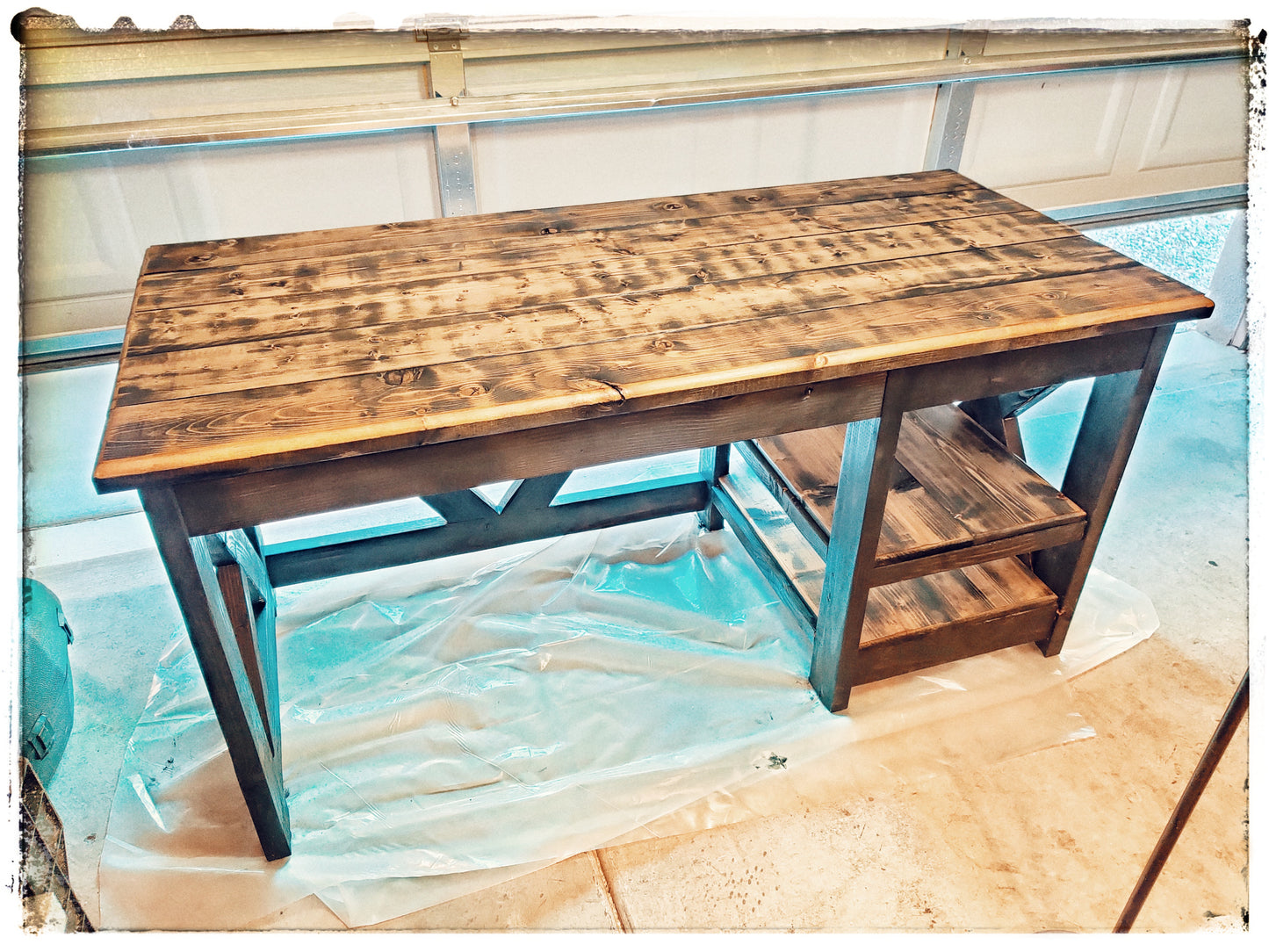 Aged Golden and Black Desk